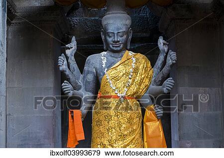 Stock Photo - Vishnu statue with baldachin, Angkor Wat, Siem Reap, Cambodia, Asia. Fotosearch