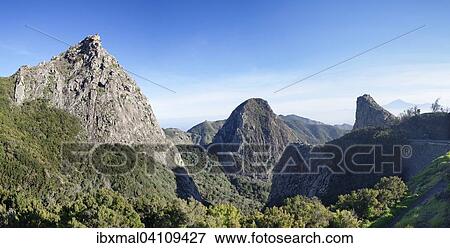 Volcano Roque de Ojila, Roque de la Zarcita, Mirador de los Roques, La Gomera, Canary Islands, Spain, Europe View Large Photo Image Stock Photo - Volcano Roque de Ojila, Roque de la Zarcita, Mirador de los Roques, La Gomera, Canary Islands, Spain, Europe. Fotosearch