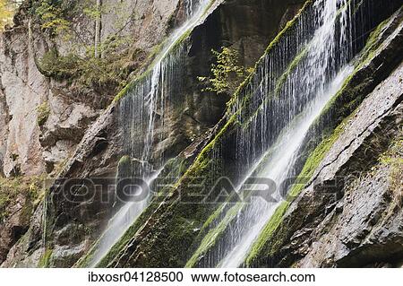 Stock Image - Waterfall for Wimbachklamm, Ramsau bei Berchtesgaden, Berchtesgaden National Park, Berchtesgaden District, Upper Bavaria, Bavaria, Germany, Europe. Fotosearch