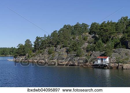 Waterfront cottage, Hallberg, Halleberg on Varholma, Varmdo archipelago, Sweden, Europe View Large Photo Image Stock Photo - Waterfront cottage, Hallberg, Halleberg on Varholma, Varmdo archipelago, Sweden, Europe. Fotosearch