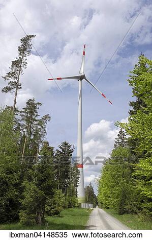 Stock Photography - Wind turbine, Lindenhardter Forst, Creussen, Upper Franconia, Franconia, Bavaria, Germany, Europe. Fotosearch