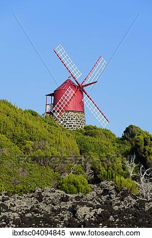 Windmill, Sao Joao, Pico Island, Azores, Portugal, Europe View Large Photo Image Stock Photography - Windmill, Sao Joao, Pico Island, Azores, Portugal, Europe. Fotosearch