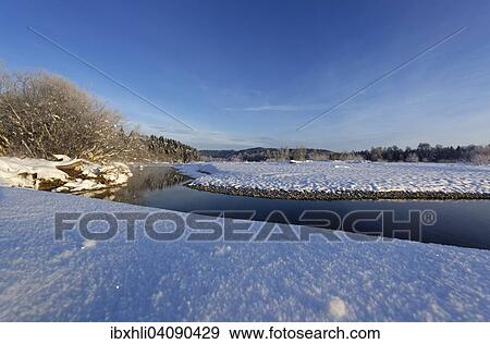 Winter morning at the river Isar in Geretsried, Isar, Upper Bavaria, Bavaria, Germany, Europe View Large Photo Image Stock Photo - Winter morning at the river Isar in Geretsried, Isar, Upper Bavaria, Bavaria, Germany, Europe. Fotosearch