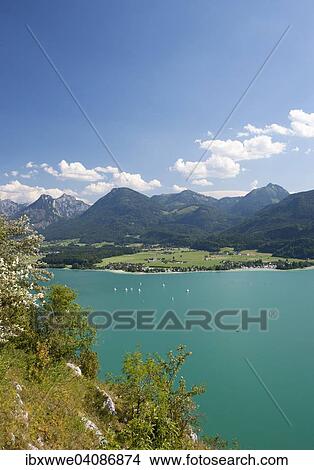 Picture - Wolfgangsee Lake, Abersee, Salzkammergut, Salzburg State, Austria, Europe. Fotosearch