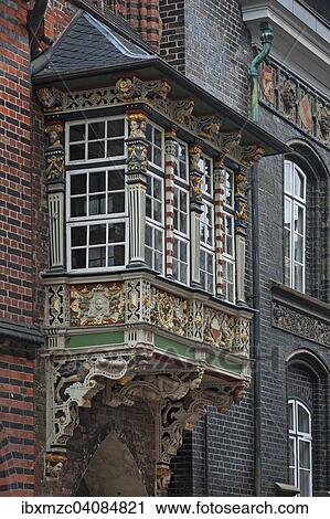 Wooden balcony of the historic Town Hall, built in 1586, Lubeck, Schleswig-Holstein, Germany, Europe View Large Photo Image Stock Image - Wooden balcony of the historic Town Hall, built in 1586, Lubeck, Schleswig-Holstein, Germany, Europe. Fotosearch
