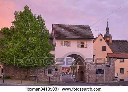 Stock Photo - Wurzburg Tor, Eibelstadt, Mainfranken, Lower Franconia, Franconia, Bavaria, Germany, Europe. Fotosearch