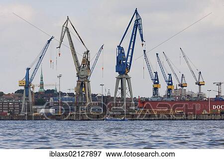 Container cranes at Dock 16, Port of Hamburg, Hamburg, Germany, Europe View Large Photo Image Stock Photo - Container cranes at Dock 16, Port of Hamburg, Hamburg, Germany, Europe. Fotosearch