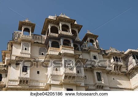 Balconies at the city palace, facade of Maharaja Palace, Udaipur, Rajasthan, India, Asia View Large Photo Image Stock Photograph - Balconies at the city palace, facade of Maharaja Palace, Udaipur, Rajasthan, India, Asia. Fotosearch