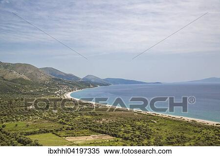 Bay and beach of Borsh on the Adriatic, Borsh, Albania, Europe View Large Photo Image Stock Photography - Bay and beach of Borsh on the Adriatic, Borsh, Albania, Europe. Fotosearch
