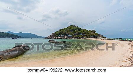 Stock Image - Beach, island of Koh Nang Yuan or Nangyuan, near Koh Tao, Gulf of Thailand, Thailand, Asia. Fotosearch