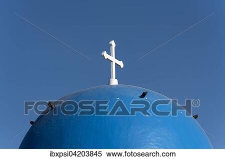 Blue dome of St. Gerasimos Church, Firostefani, Santorini, Greece, Europe View Large Photo Image Stock Photography - Blue dome of St. Gerasimos Church, Firostefani, Santorini, Greece, Europe. Fotosearch