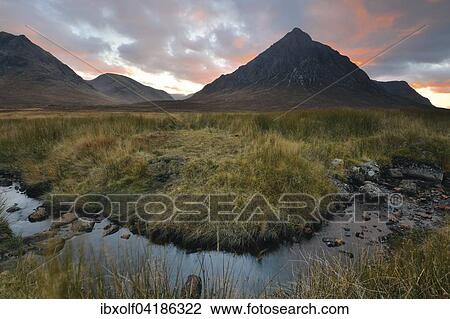 Buachaille Etive Mor, autumn sunset in Glen Etive Valley, Scotland, United Kingdom, Europe View Large Photo Image Stock Image - Buachaille Etive Mor, autumn sunset in Glen Etive Valley, Scotland, United Kingdom, Europe. Fotosearch