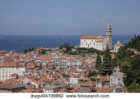 Cathedral of St. George, Piran, Istria, Slovenian Littoral, Slovenia, Europe View Large Photo Image Stock Image - Cathedral of St. George, Piran, Istria, Slovenian Littoral, Slovenia, Europe. Fotosearch