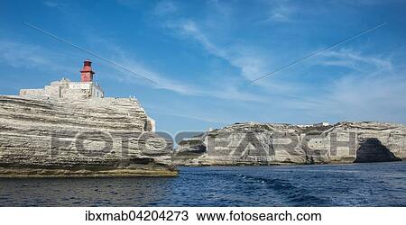 Chalk cliffs, lighthouse and Cave St. Antoine, Bonifacio, Corsica, France, Europe View Large Photo Image Stock Image - Chalk cliffs, lighthouse and Cave St. Antoine, Bonifacio, Corsica, France, Europe. Fotosearch