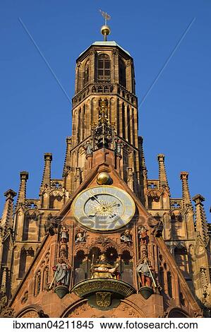 Clock and figurines, Mannleinlaufen, Church of Our Lady, Sebalder Altstadt, Nuremberg, Middle Franconia, Franconia, Bavaria, Germany, Europe View Large Photo Image Stock Photography - Clock and figurines, Mannleinlaufen, Church of Our Lady, Sebalder Altstadt, Nuremberg, Middle Franconia, Franconia, Bavaria, Germany, Europe. Fotosearch