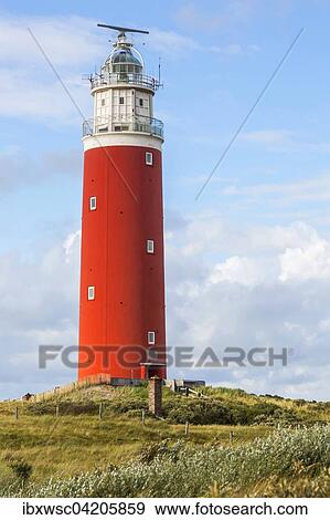 Stock Photo - Eierland lighthouse, De Cocksdorp, Texel, West Frisian Islands, Province of North Holland, Holland, The Netherlands, Europe. Fotosearch