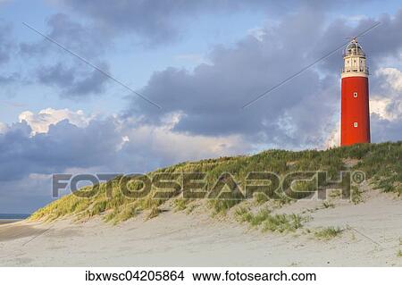 Eierland lighthouse, with grass dunes, beach and cloudy atmosphere, De Cocksdorp, Texel, West Frisian Islands, Province of North Holland, Holland, The Netherlands, Europe View Large Photo Image Picture - Eierland lighthouse, with grass dunes, beach and cloudy atmosphere, De Cocksdorp, Texel, West Frisian Islands, Province of North Holland, Holland, The Netherlands, Europe. Fotosearch