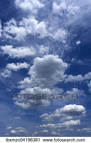 Stock Image - Fair-weather clouds, Cumulus humilis, Bavaria, Germany, Europe. Fotosearch