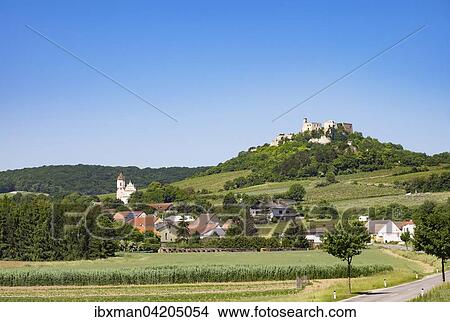 Falkenstein Castle and Falkenstein village, Weinviertel, Lower Austria, Austria, Europe View Large Photo Image Picture - Falkenstein Castle and Falkenstein village, Weinviertel, Lower Austria, Austria, Europe. Fotosearch