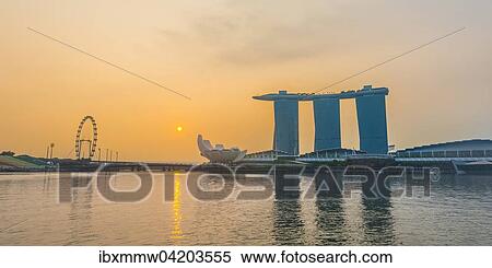 Ferris Wheel, Art and Science Museum, Marina Bay Sands Hotel at sunrise, Singapore, Asia View Large Photo Image Stock Photography - Ferris Wheel, Art and Science Museum, Marina Bay Sands Hotel at sunrise, Singapore, Asia. Fotosearch