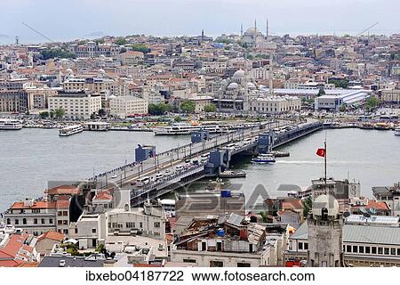 Galata Bridge, Golden Horn, view from Galata Tower, Istanbul, European side, Turkey, Asia View Large Photo Image Stock Image - Galata Bridge, Golden Horn, view from Galata Tower, Istanbul, European side, Turkey, Asia. Fotosearch