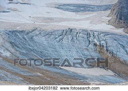 Stock Image - Glacier, Marmolada glacier, Ghiacciaio della Marmolada, Marmolada, Dolomites, Trentino Province, Province of South Tyrol, Italy, Europe. Fotosearch