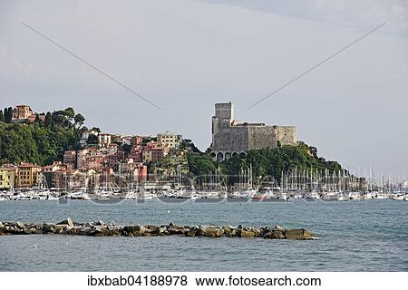 Harbor, castle, Lerici, La Spezia Province, Liguria, Italy, Europe View Large Photo Image Stock Photo - Harbor, castle, Lerici, La Spezia Province, Liguria, Italy, Europe. Fotosearch