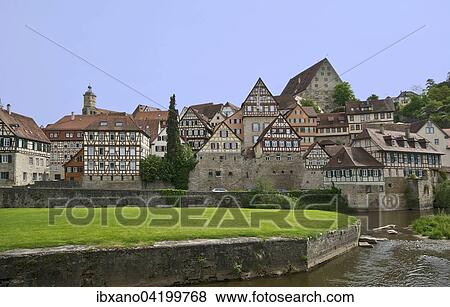 Historic centre, Schwabisch Hall, Baden-Wurttemberg, Germany, Europe View Large Photo Image Stock Photo - Historic centre, Schwabisch Hall, Baden-Wurttemberg, Germany, Europe. Fotosearch