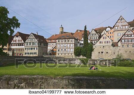 Historic centre, Schwabisch Hall, Baden-Wurttemberg, Germany, Europe View Large Photo Image Stock Photo - Historic centre, Schwabisch Hall, Baden-Wurttemberg, Germany, Europe. Fotosearch