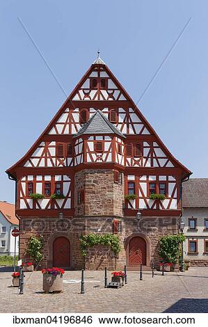 Historic town hall, Grossheubach, Spessart, Lower Franconia, Franconia, Bavaria, Germany, Europe View Large Photo Image Stock Photograph - Historic town hall, Grossheubach, Spessart, Lower Franconia, Franconia, Bavaria, Germany, Europe. Fotosearch