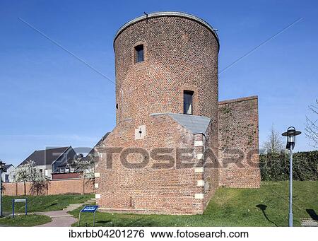 Stock Photograph - Holkensturm tower from the medieval fortifications, Borken, Muensterland, North Rhine-Westphalia, Germany, Europe. Fotosearch