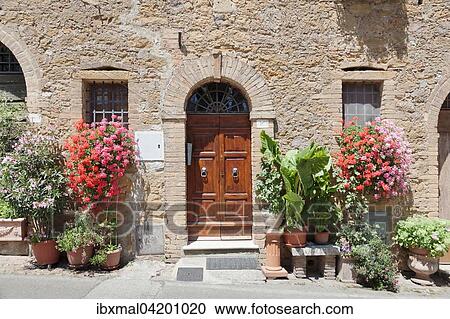 House decorated with flowers, Montisi, Tuscany, Province of Siena, Italy, Europe View Large Photo Image Stock Image - House decorated with flowers, Montisi, Tuscany, Province of Siena, Italy, Europe. Fotosearch