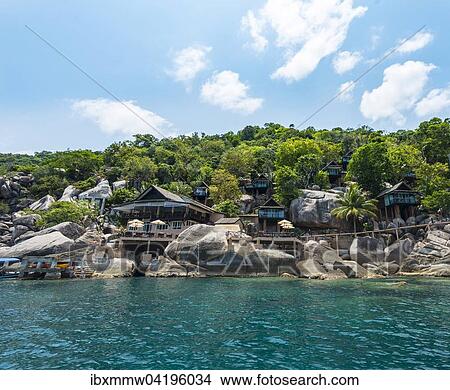 Houses on stilts overlooking the sea, turquoise sea, Koh Tao Island, Gulf of Thailand, Thailand, Asia View Large Photo Image Picture - Houses on stilts overlooking the sea, turquoise sea, Koh Tao Island, Gulf of Thailand, Thailand, Asia. Fotosearch