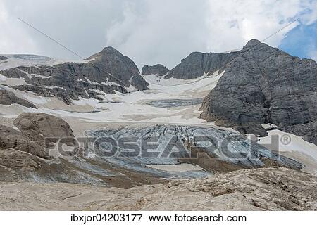 Stock Photo - In front of the Marmolada glacier, Ghiacciaio della Marmolada, Marmolada, Dolomites, Trentino Province, Province of South Tyrol, Italy, Europe. Fotosearch