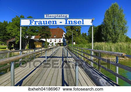Stock Photo - Jetty, Fraueninsel island, Chiemsee, Upper Bavaria, Bavaria, Germany, Europe. Fotosearch
