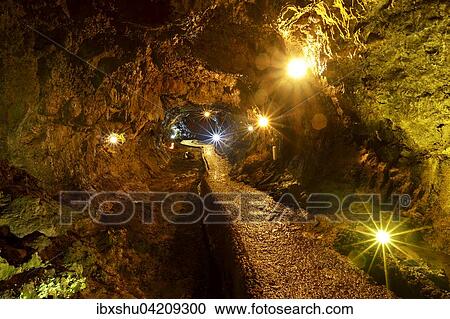 Stock Image - Lava caves Grutas de Sao Vicente, Sao Vicente, Madeira, Portugal, Europe. Fotosearch