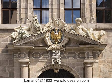 Left portal at the City Hall, historic centre of Sebald, Nuremberg, Middle Franconia, Franconia, Bavaria, Germany, Europe View Large Photo Image Stock Image - Left portal at the City Hall, historic centre of Sebald, Nuremberg, Middle Franconia, Franconia, Bavaria, Germany, Europe. Fotosearch