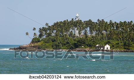 Picture - Lighthouse, Rock Islands, Beruwela, Western Province, Indian Ocean, Ceylon, Sri Lanka, Asia. Fotosearch