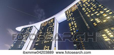 Marina Bay Sands Hotel at night, Singapore, Asia View Large Photo Image Stock Photo - Marina Bay Sands Hotel at night, Singapore, Asia. Fotosearch