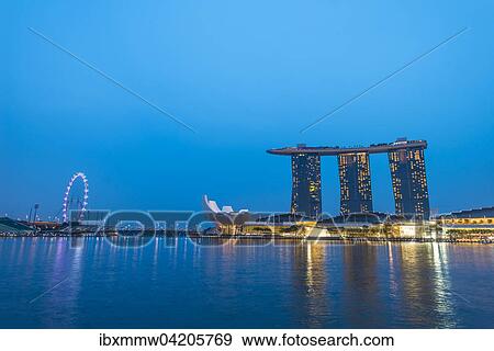 Marina Bay Sands Hotel by the Singapore River at dusk, Marina Bay, Singapore, Asia View Large Photo Image Stock Photo - Marina Bay Sands Hotel by the Singapore River at dusk, Marina Bay, Singapore, Asia. Fotosearch