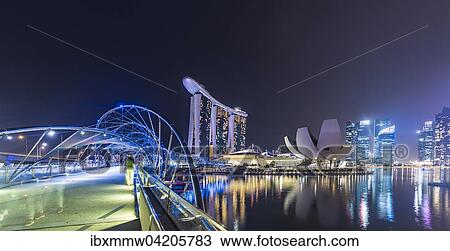 Millenium Bridge, Marina Bay Sands Hotel, Marina Bay, Museum of Science and Art, at night, Singapore, Asia View Large Photo Image Stock Image - Millenium Bridge, Marina Bay Sands Hotel, Marina Bay, Museum of Science and Art, at night, Singapore, Asia. Fotosearch