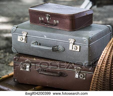 stacked vintage suitcases