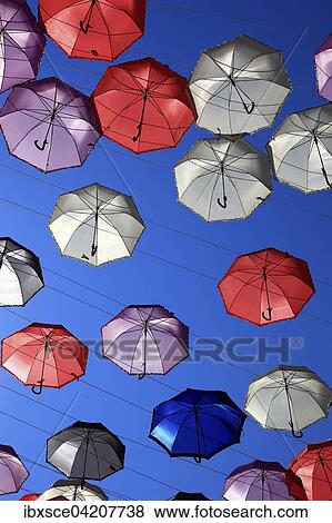 Open umbrellas, parasols as street decoration, Manfredonia, Appulien, Italy, Europe View Large Photo Image Stock Photo - Open umbrellas, parasols as street decoration, Manfredonia, Appulien, Italy, Europe. Fotosearch