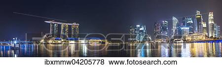 Panorama of Marina Bay at night, Singapore River, Marina Bay Sands Hotel, financial center, Finance District, Singapore, Asia View Large Photo Image Stock Photo - Panorama of Marina Bay at night, Singapore River, Marina Bay Sands Hotel, financial center, Finance District, Singapore, Asia. Fotosearch