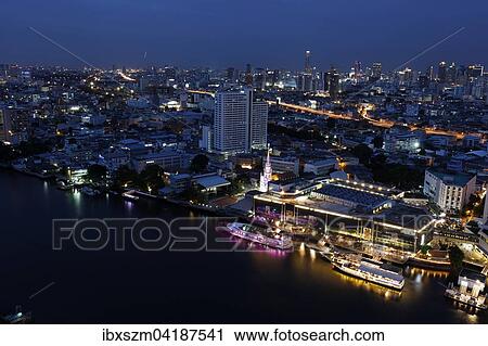 Panoramic view of downtown Bangkok in the evening, Thailand, Asia View Large Photo Image Stock Image - Panoramic view of downtown Bangkok in the evening, Thailand, Asia. Fotosearch