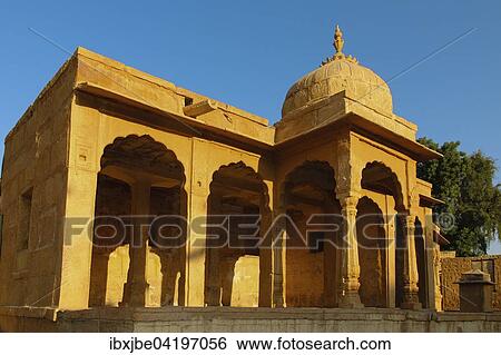 Stock Photograph - Pavilion, Gadi Sagar, Jaisalmer, Rajasthan, India, Asia. Fotosearch