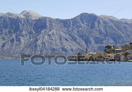Perast, Kotor Bay, Monte, Europe View Large Photo Image Stock Photo - Perast, Kotor Bay, Monte, Europe. Fotosearch