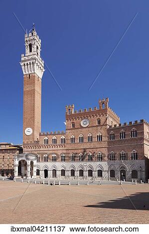Piazza del Campo with city hall Palazzo Pubblico and Torre del Mangia, UNESCO World Heritage Site, Siena, Tuscany, Italy, Europe View Large Photo Image Stock Photo - Piazza del Campo with city hall Palazzo Pubblico and Torre del Mangia, UNESCO World Heritage Site, Siena, Tuscany, Italy, Europe. Fotosearch