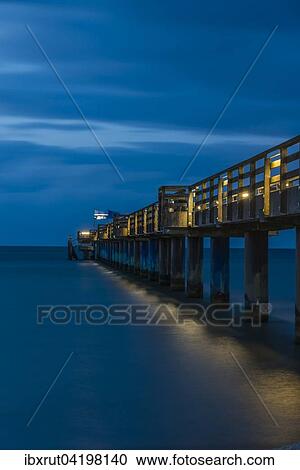 Stock Image - Pier in the evening, Baltic Sea, Bad Boltenhagen, Mecklenburg-Western Pomerania, Germany, Europe. Fotosearch