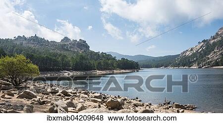 Stock Photo - Reservoir of Ospedale, Barrage de l'Ospedale, Highland Massif de L'Ospedale Porto-Vecchio, Department Corse-du-Sud, Corsica, France, Europe. Fotosearch